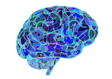 "A graphic image of a blue colored brain"