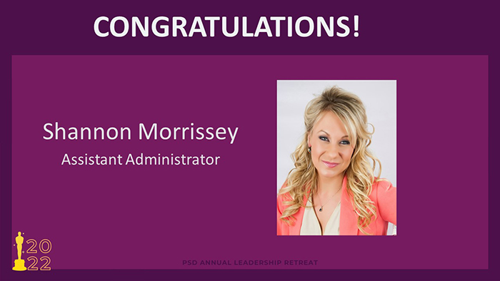 "A headshot of Shannon Morrissey on a congratulatory graphic"