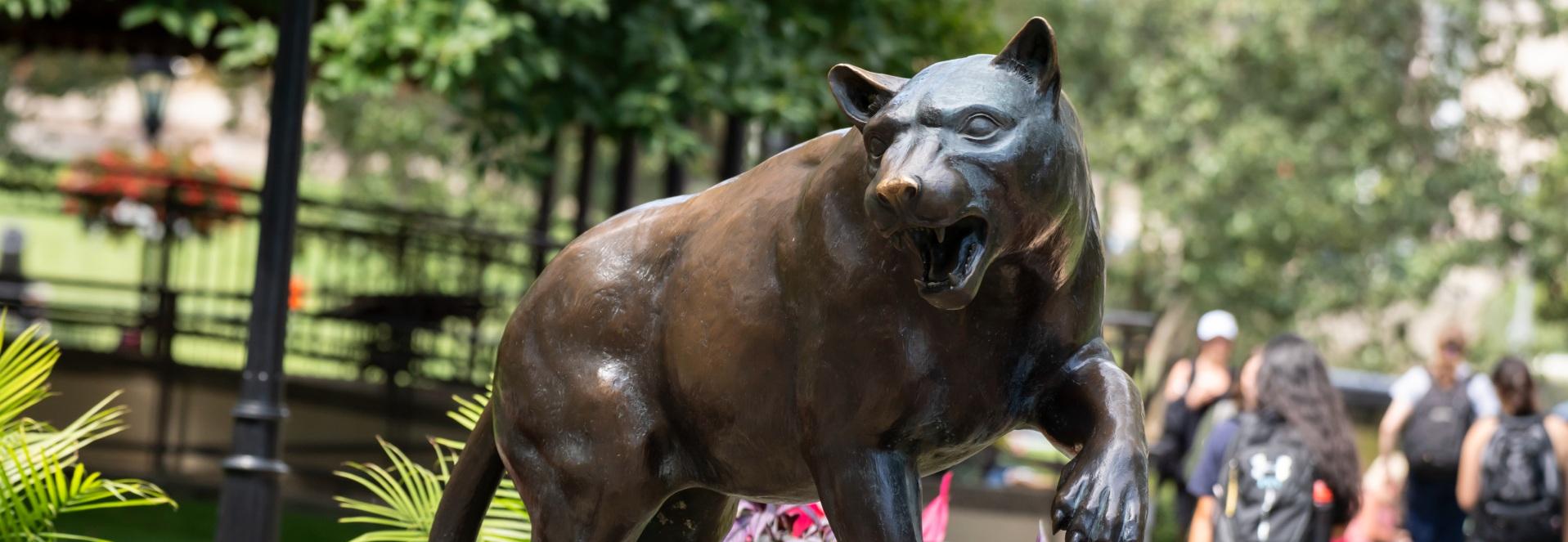 Photo of the panther statue from the University of Pittsburgh campus