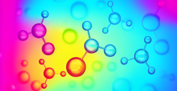 Colorful image featuring molecules