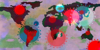 epidemiological concept world map of a virus
