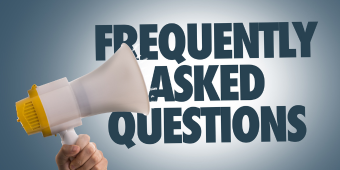 Graphic featuring a megaphone and the phrase "Frequently Asked Questions"
