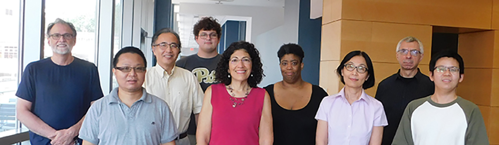 "A group photo of the nine members of the Xu and Tang Labs"