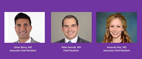 "Headshots of the three chief residents listed in the article"