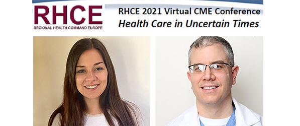 "Headshots of CRNAs Beckstead and Pileggi with the RHCE logo"