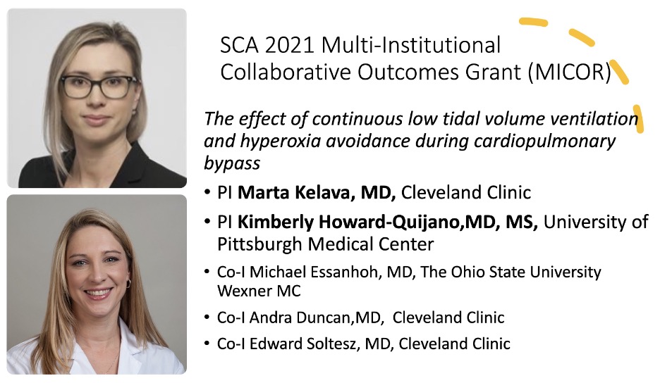 SCA 2021 Multi-Institutional Collaborative Outcomes Grant (MICOR) The effect of continuous low tidal volume ventilation and hyperoxia avoidance during cardiopulmonary bypass