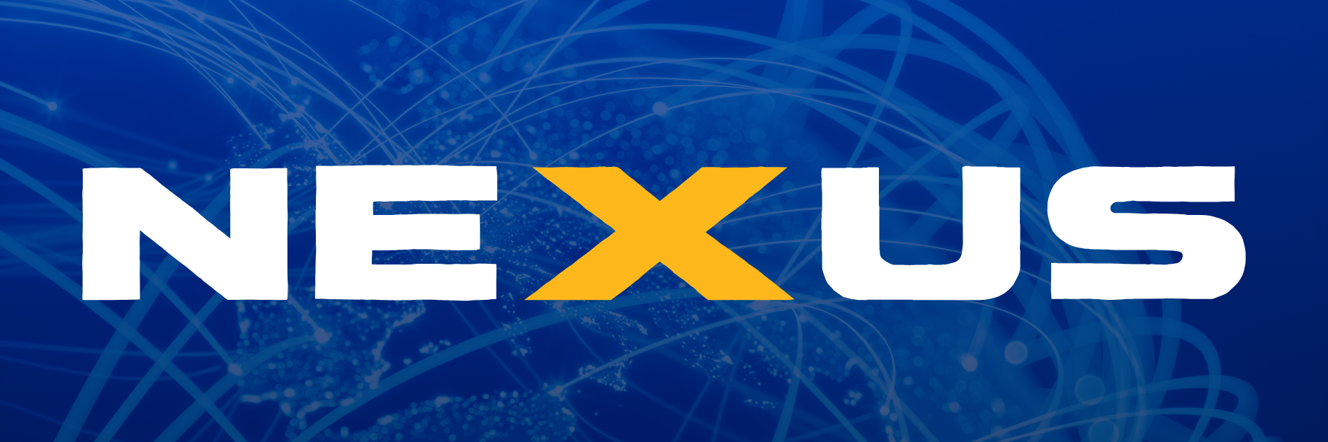 Nexus in bold font on a blue background