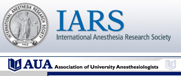 "A graphic of the logos for the International Anesthesia Research Society and the Association of University Anesthesiologists"
