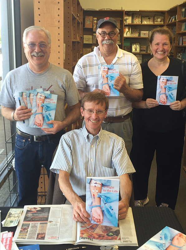 "Doctor Orebaugh at a book signing"