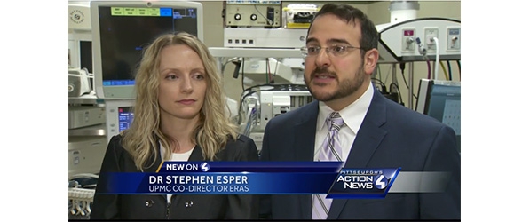 "A screenshot of WTAE television news with Doctor Esper in a medical setting"