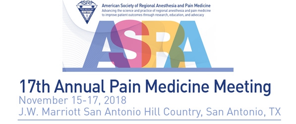 "A graphic advertising the 17th annual pain medicine meeting in San Antonio"