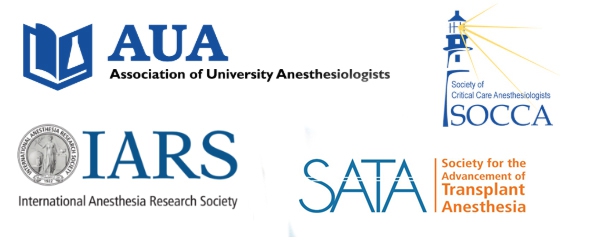 "Logos of the AUA, IARS, SOCCA, and SATA"
