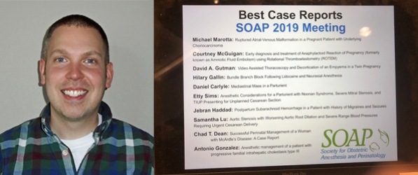 "A headshot of Chad Dean next to SOAP award"