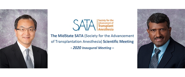 "Headshots of Doctors Sakai and Subramaniam with a graphic depicting the logo of SATA"