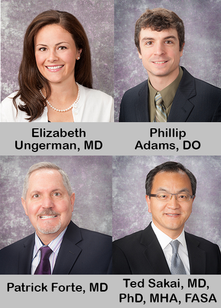 "Headshots of Doctors Ungerman, Adams, Forte, and Sakai"