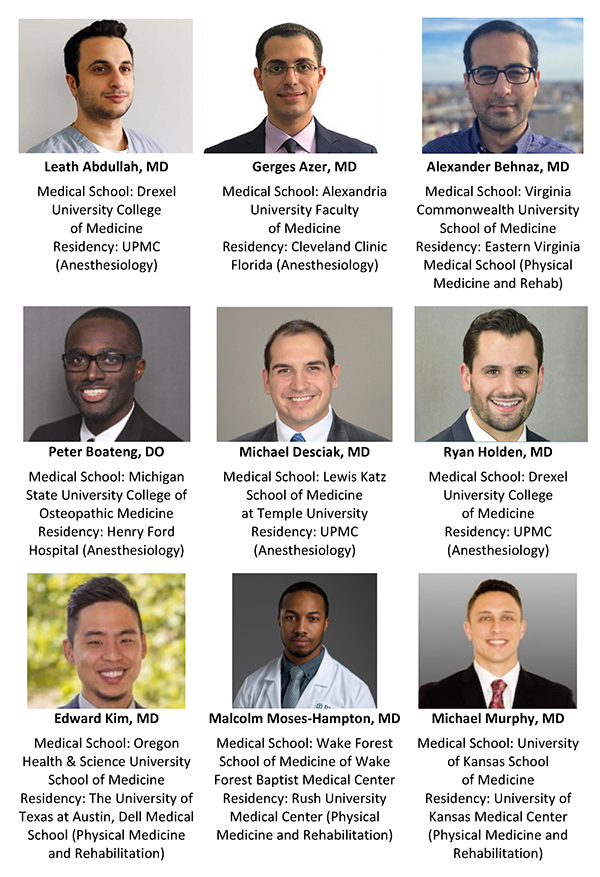 "Headshots of the Pain Medicine Fellows"