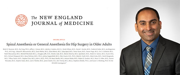 "Headshot of Doctor Luke with a screenshot of the New England Journal of Medicine webpage"