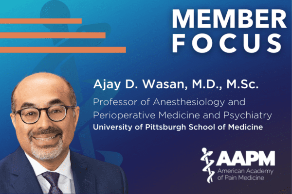 "A graphic titled Member Focus with a headshot of and short description of the role of Doctor Wasan"