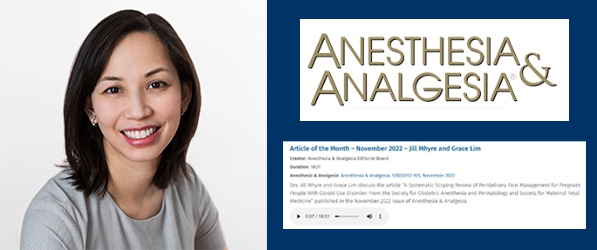 "A headshot of Doctor Lim with a screenshot of the article in Anesthesia and Analgesia"