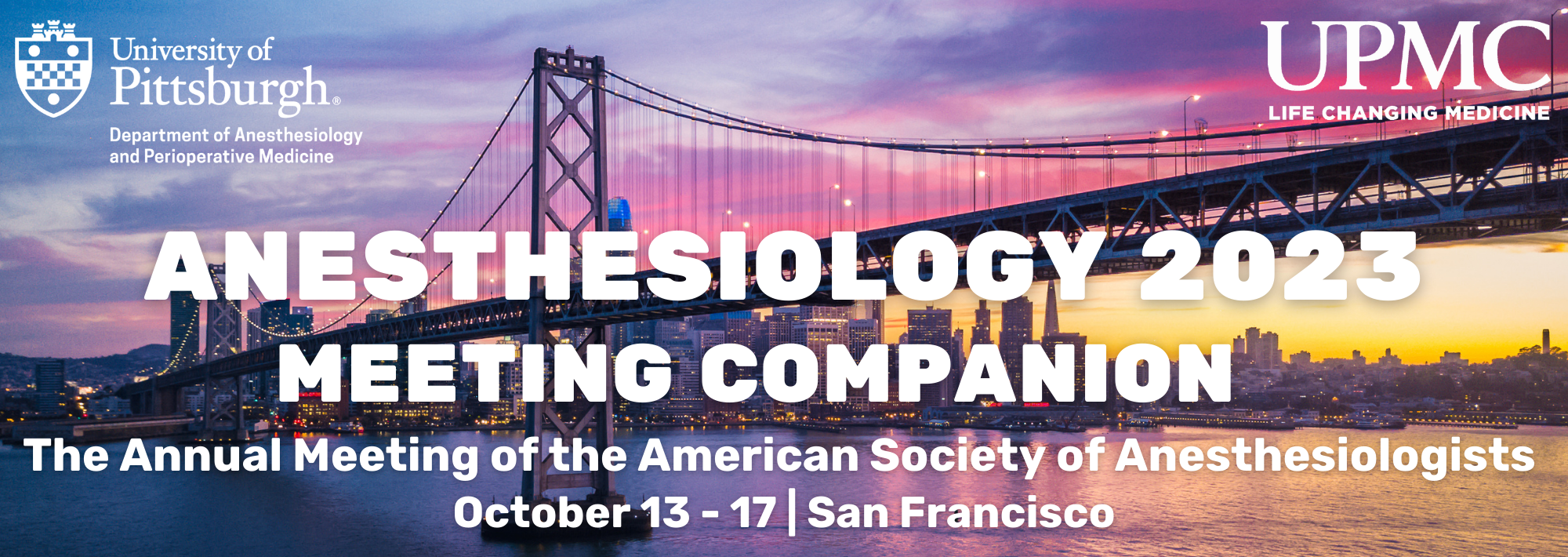 "A graphic advertising the 2023 ASA meeting with a backdrop of the Golden Gate Bridge"