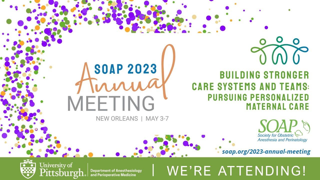 "A graphic advertising the SOAP 2023 annual meeting"