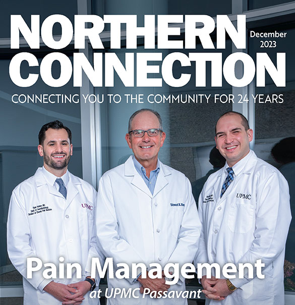 "Cover of Northern Connection featuring three UPMC doctors"
