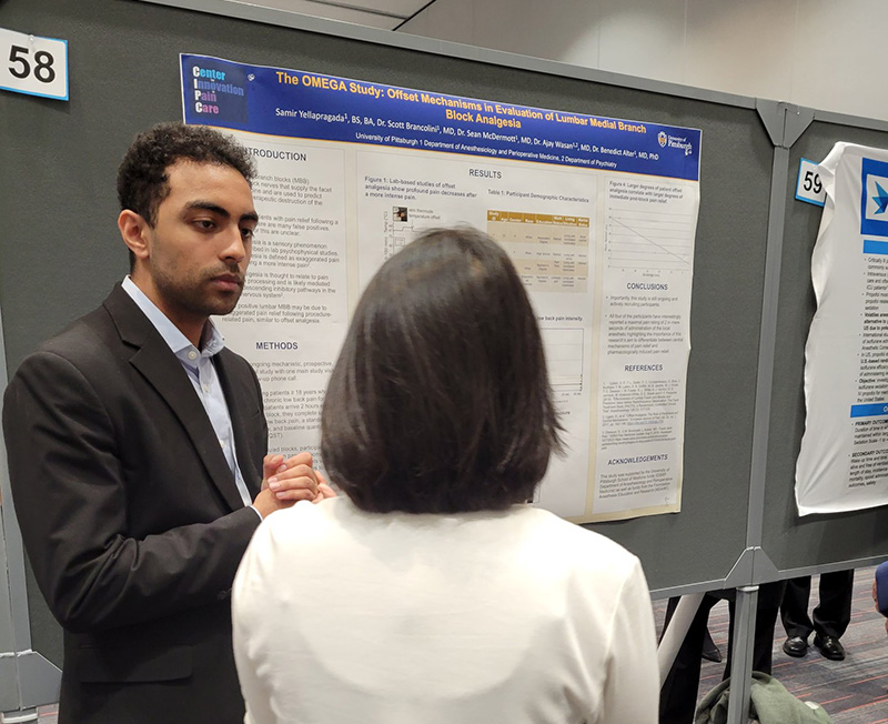 "Samir presenting their research at the ANESTHESIOLOGY 2023 FAER MSARF poster session"