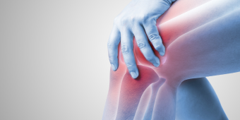 conceptual computer artwork of knee pain