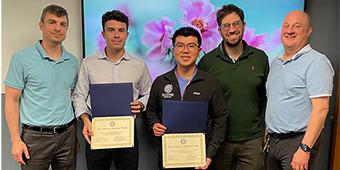 Drs. Phil Adams (Residency Program Director), Fernando Brea Parrilla, Henry Guo, Konstantinos Alfaras-Melainis (Residency Assistant Program Director), and David Metro (Senior Vice Chair for Education and Faculty Affairs)