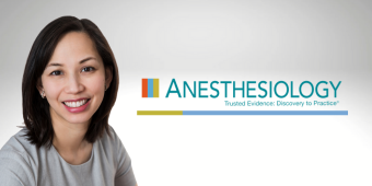 Dr. Grace Lim and the journal Anesthesiology's logo, which reads "ANESTHESIOLOGY Trusted Evidence: Discovery to Practice"