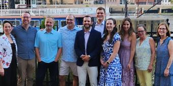L to R: Drs. Grace Lim, Tyler Smith, Joe Derenzo, Ryan Romeo, Brendan Lynch, Henry Paiste, Madeline Martell, Alexandra Nichols, Patricia Dalby, and Marcia Timko-Shannon