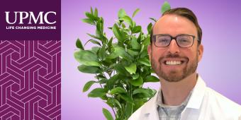 graphic featuring Dr Tyler Smith and the UPMC logo