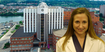 Erica Wiesen in front of UPMC Mercy